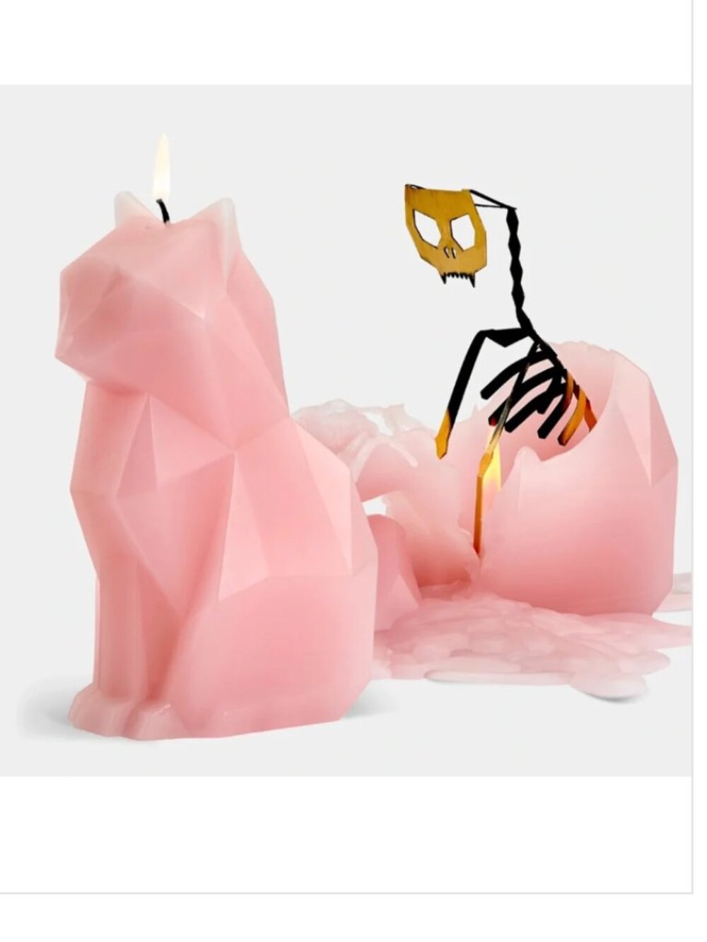 PyroPet Original Kisa Cat Candle Light Pink with Skeleton NIB